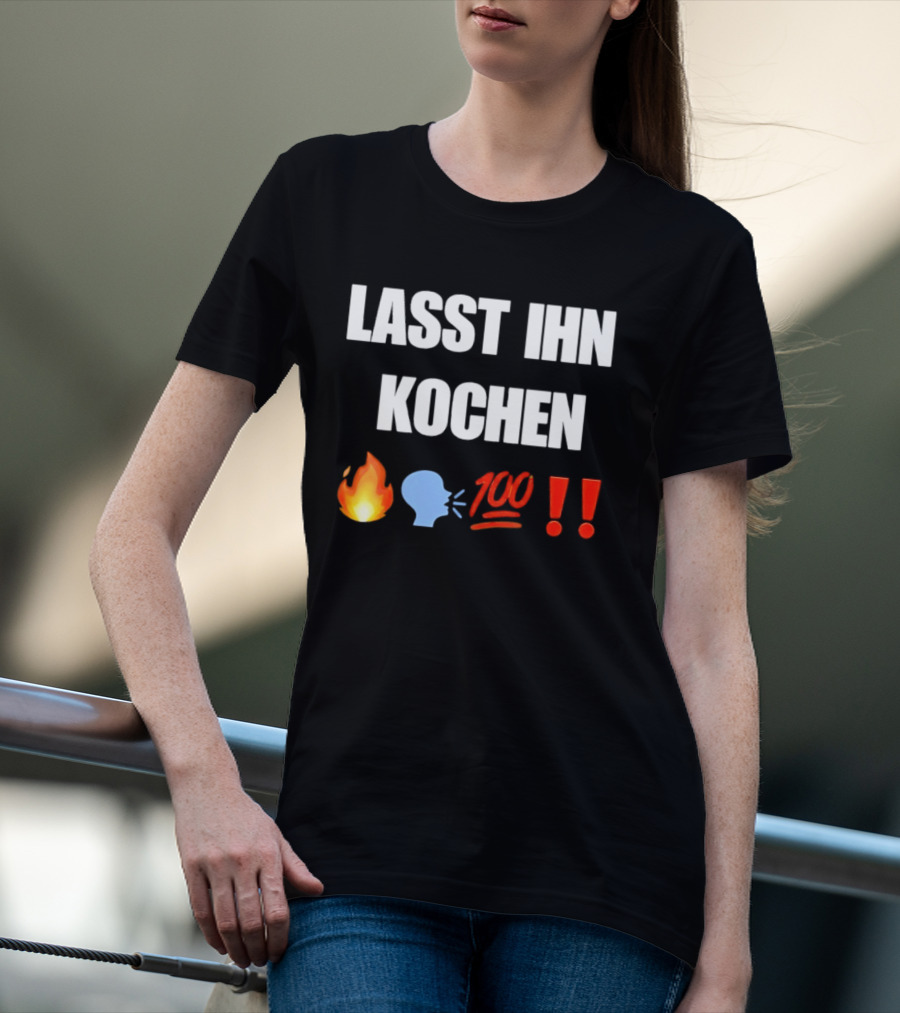 Lasst Ihn Kochen Fire Emoji Speech Bubble 100 Emoji Exclamation Points T-Shirt