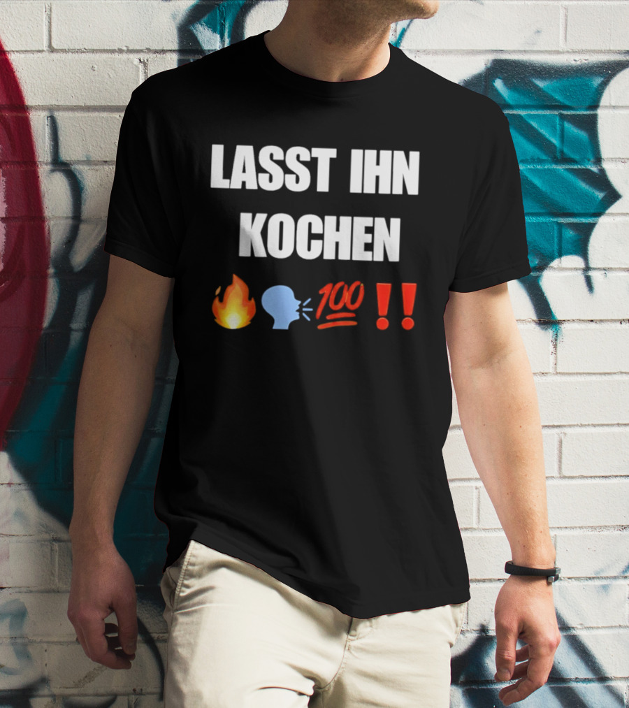 Lasst Ihn Kochen Fire Emoji Speech Bubble 100 Emoji Exclamation Points T-Shirt