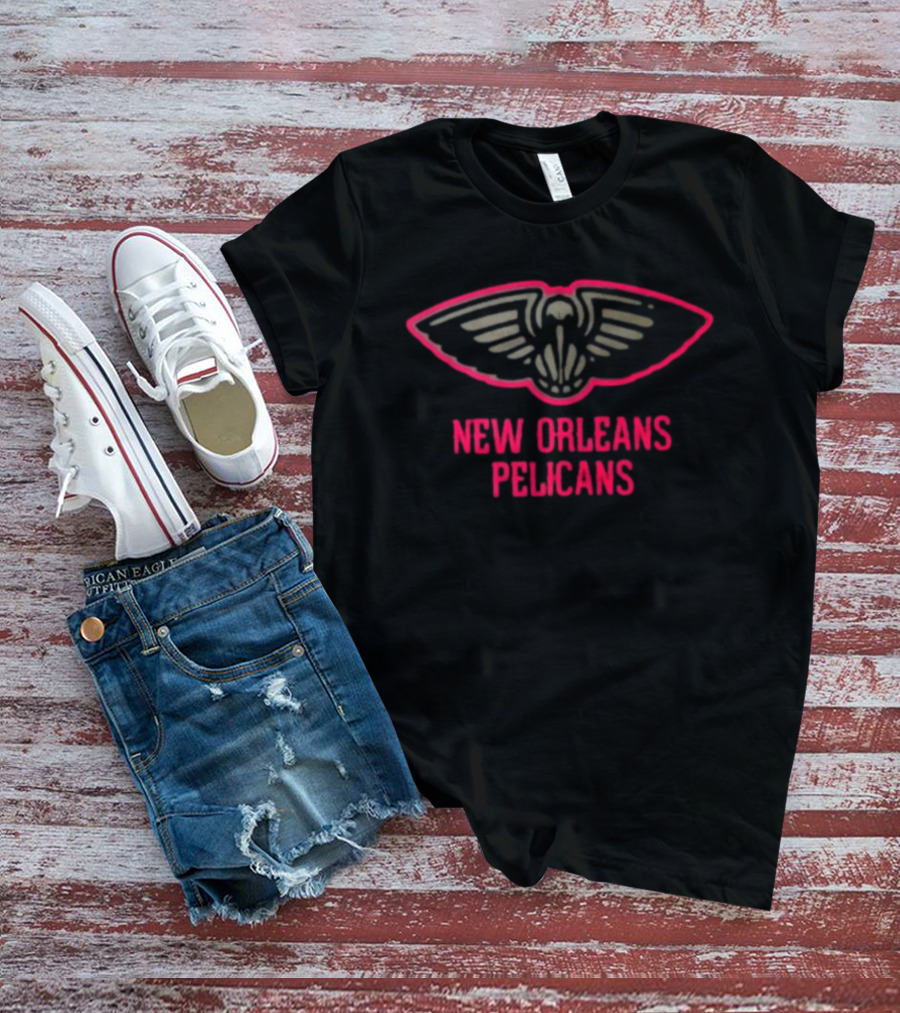 New Orleans Pelicans Highlight Reel Red Outline Basketball Team T-Shirt