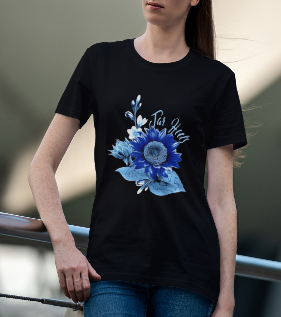 North Carolina Tar Heels Sunflower Floral Football T-Shirt