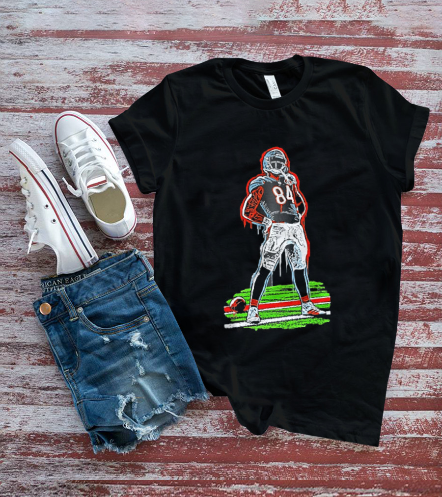 Original Colston Loveland Chicago Bears 84 Football Arms Akimbo Celly Graffiti T-Shirt