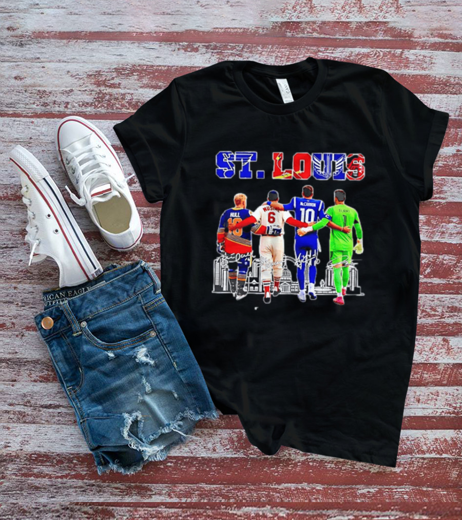 St Louis Hull Musial McCarron Berube Sports Team Players United Iconic City Skyline T-Shirt