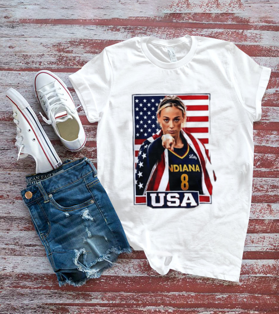 Indiana Fever WNBA Player Pointing American Flag USA Basketball Sports T-Shirt