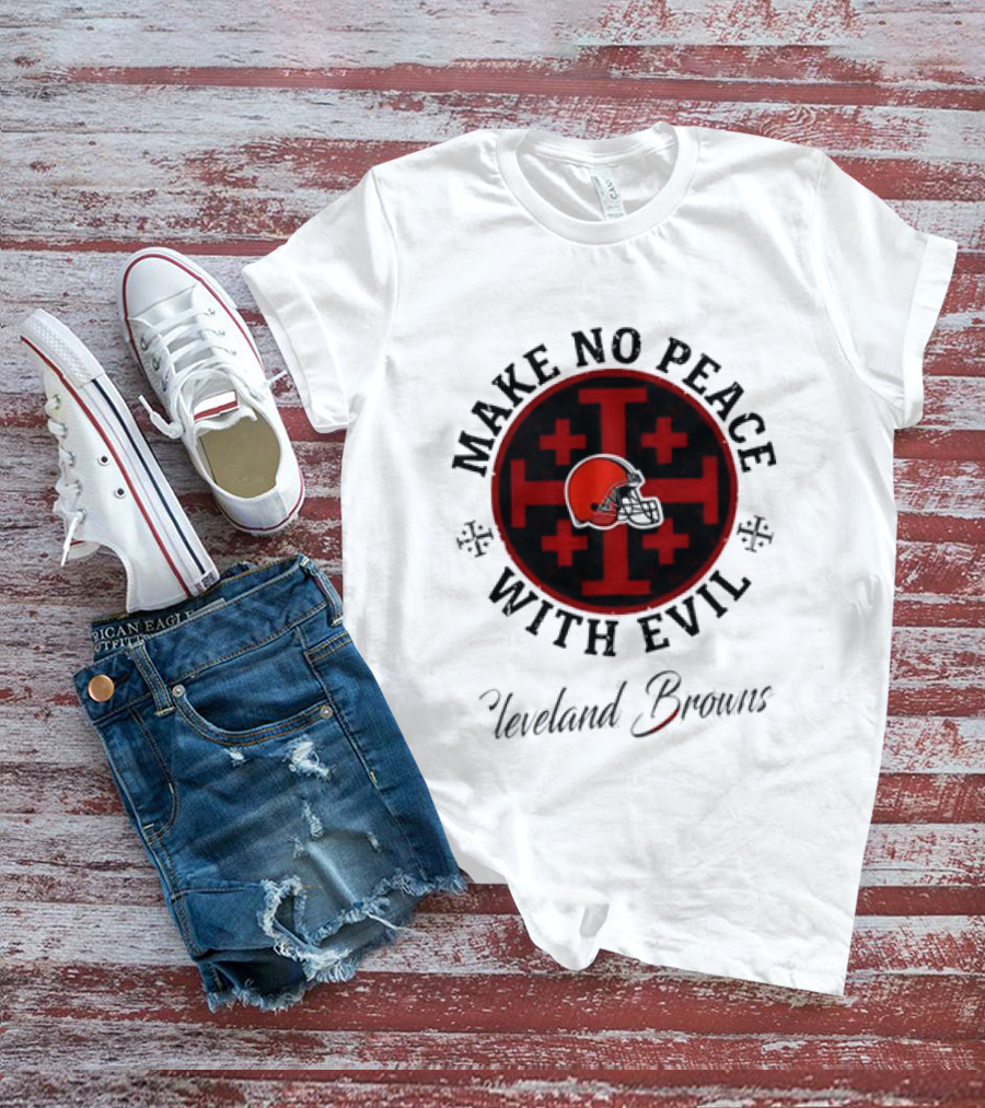 Cleveland Browns Make No Peace With Evil Red Cross Helmet T-Shirt
