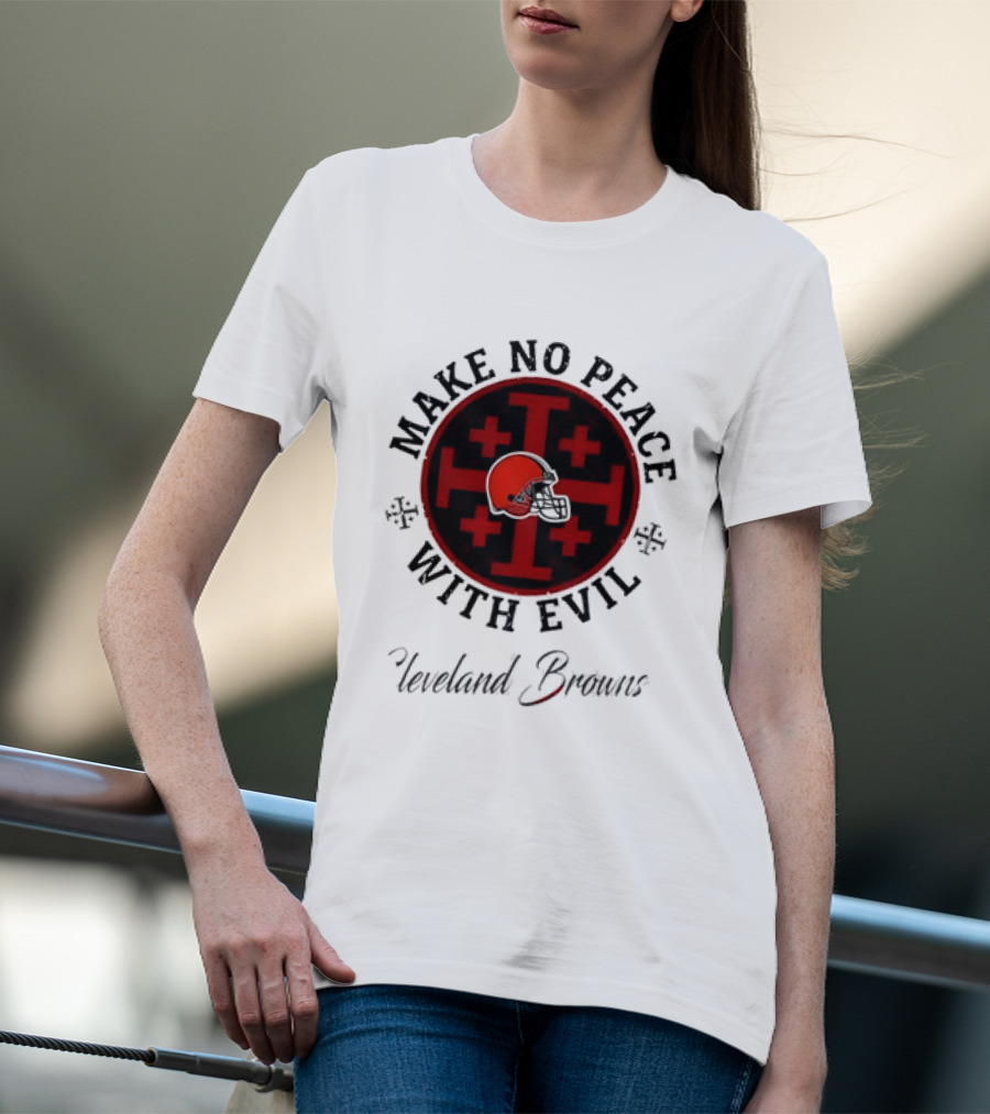 Cleveland Browns Make No Peace With Evil Red Cross Helmet T-Shirt