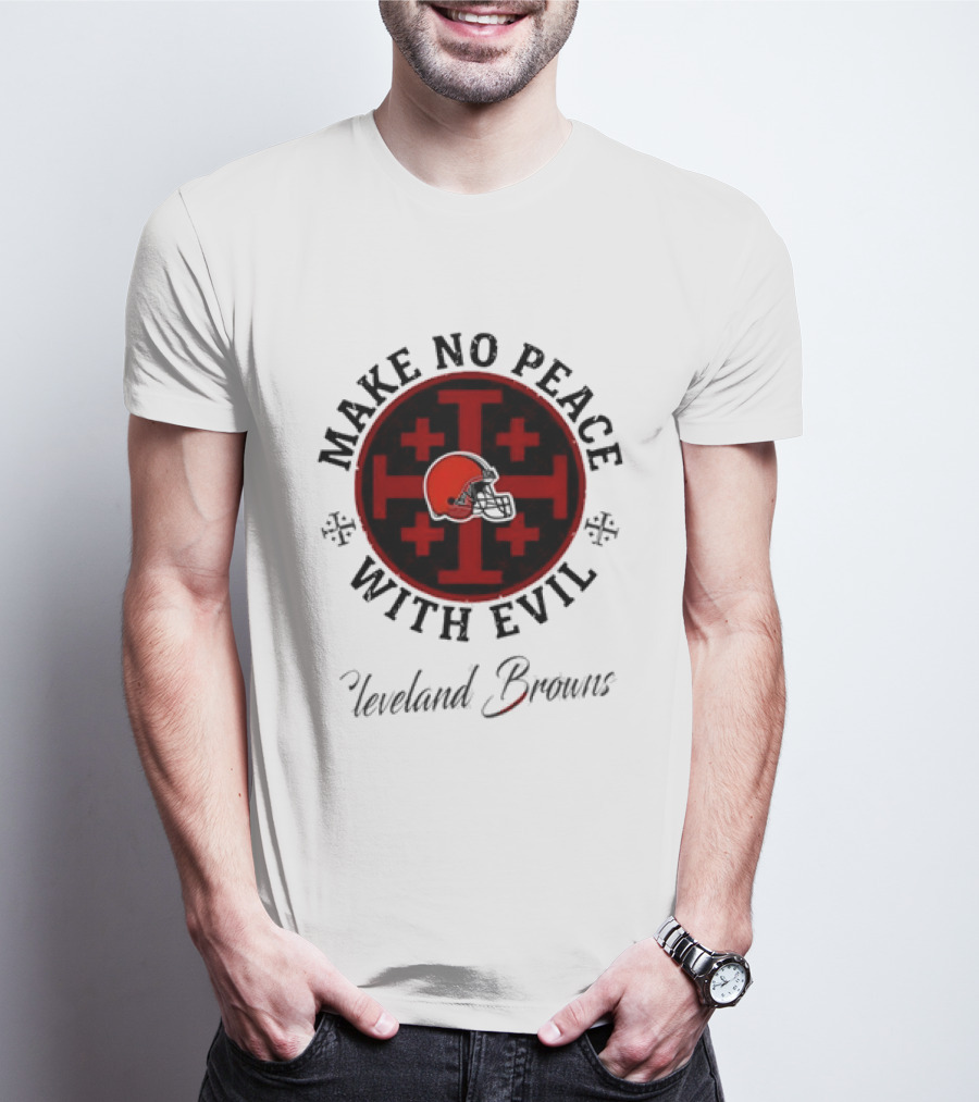 Cleveland Browns Make No Peace With Evil Red Cross Helmet T-Shirt