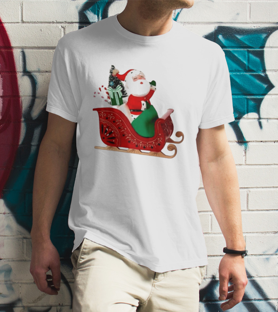 Santa Showtoppers Mini Tree Hallmark White Sleigh Christmas Scene T-Shirt