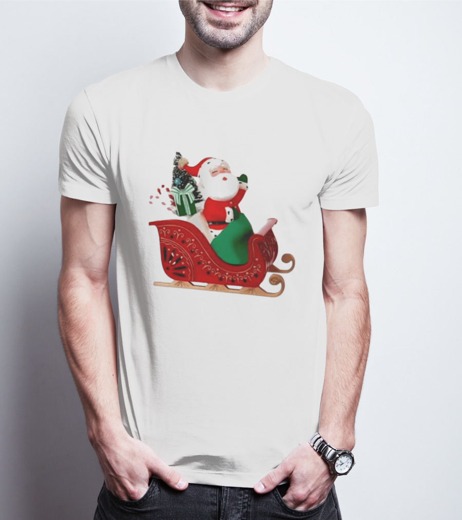 Santa Showtoppers Mini Tree Hallmark White Sleigh Christmas Scene T-Shirt