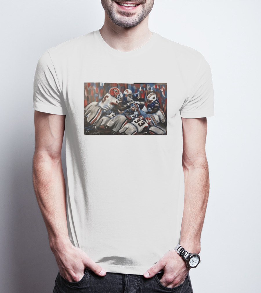 Georgia Bulldogs Auburn Tigers College Football Rivalry Game Day Action T-Shirt