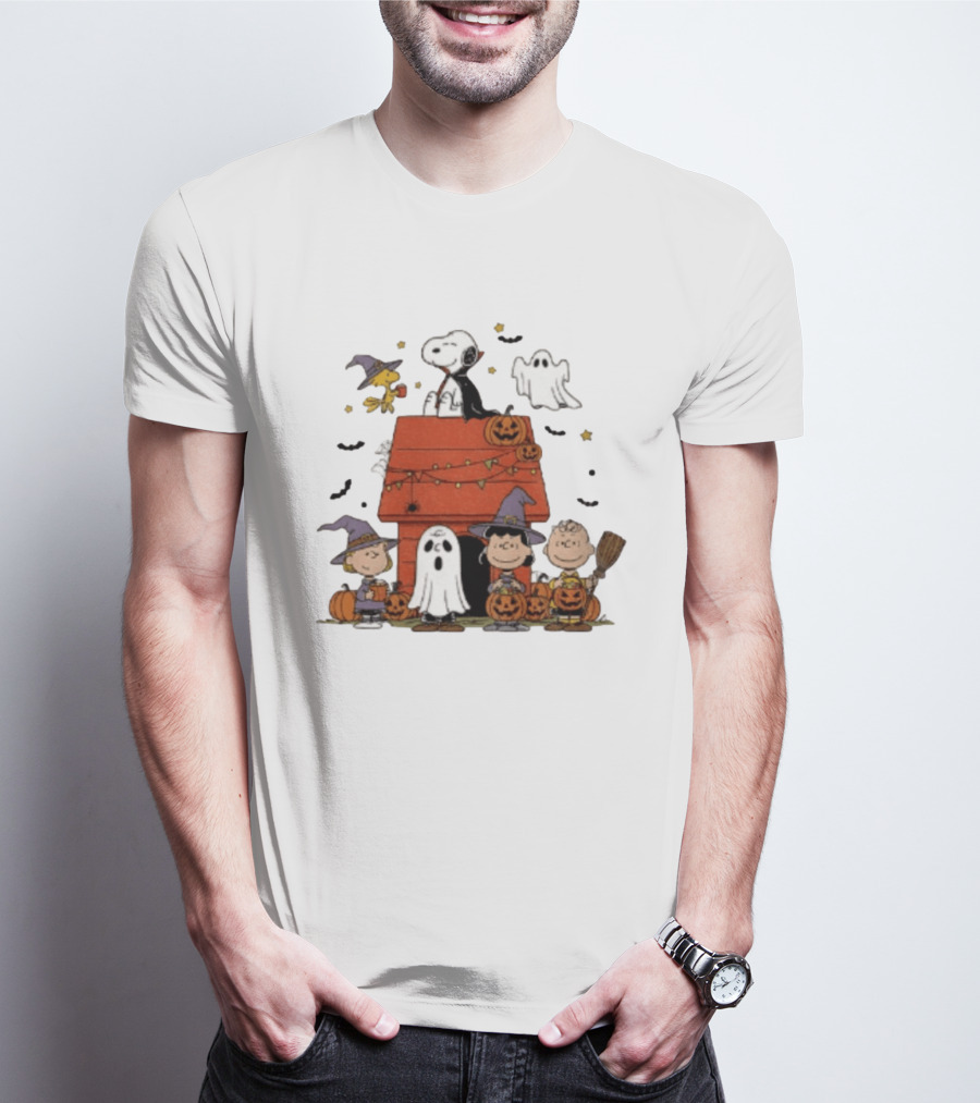 Snoopy Halloween Woodstock Ghost Pumpkins Charlie Brown Lucy 2025 T-Shirt
