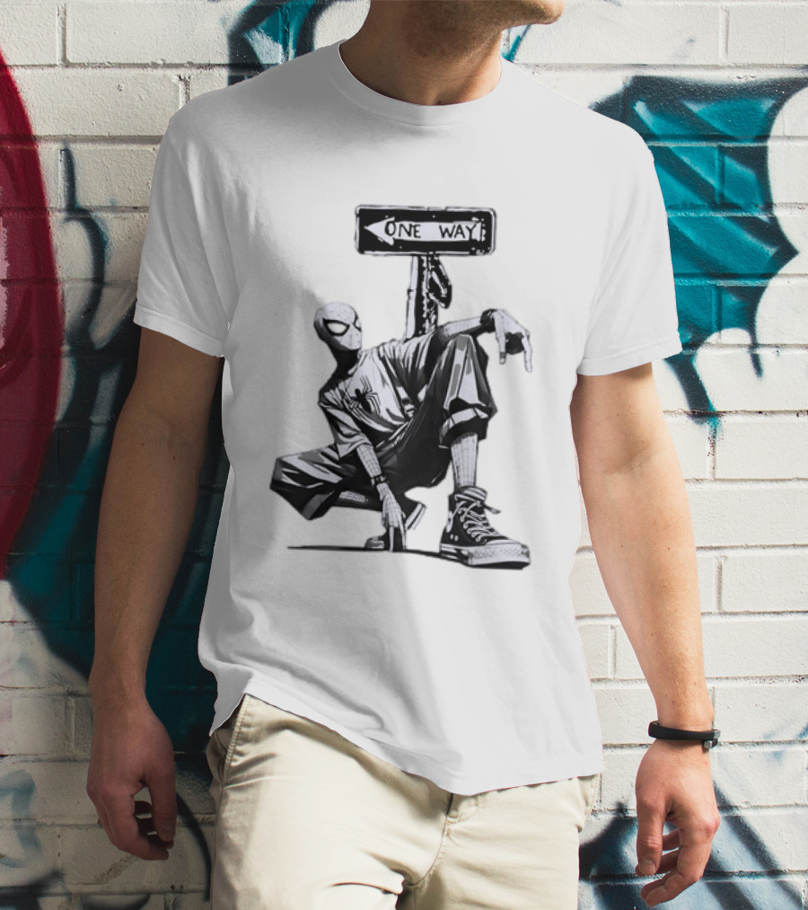 Spider Man One Way Street Pose Marvel Super Hero Converse Sneakers T-Shirt