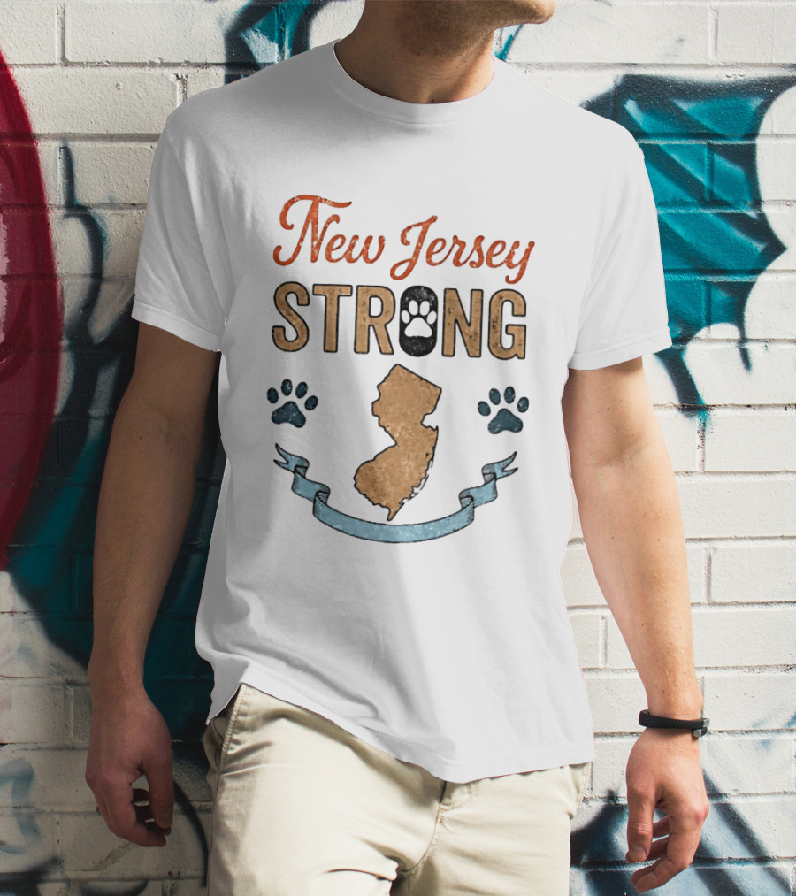 New Jersey Strong Standwithoscar Paw Print State Pride T-Shirt