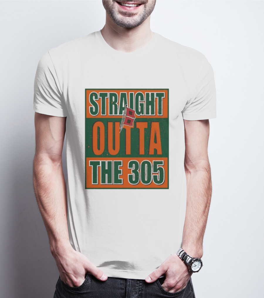 Straight Outta The 305 Miami Hurricane Spirit Flag T-Shirt