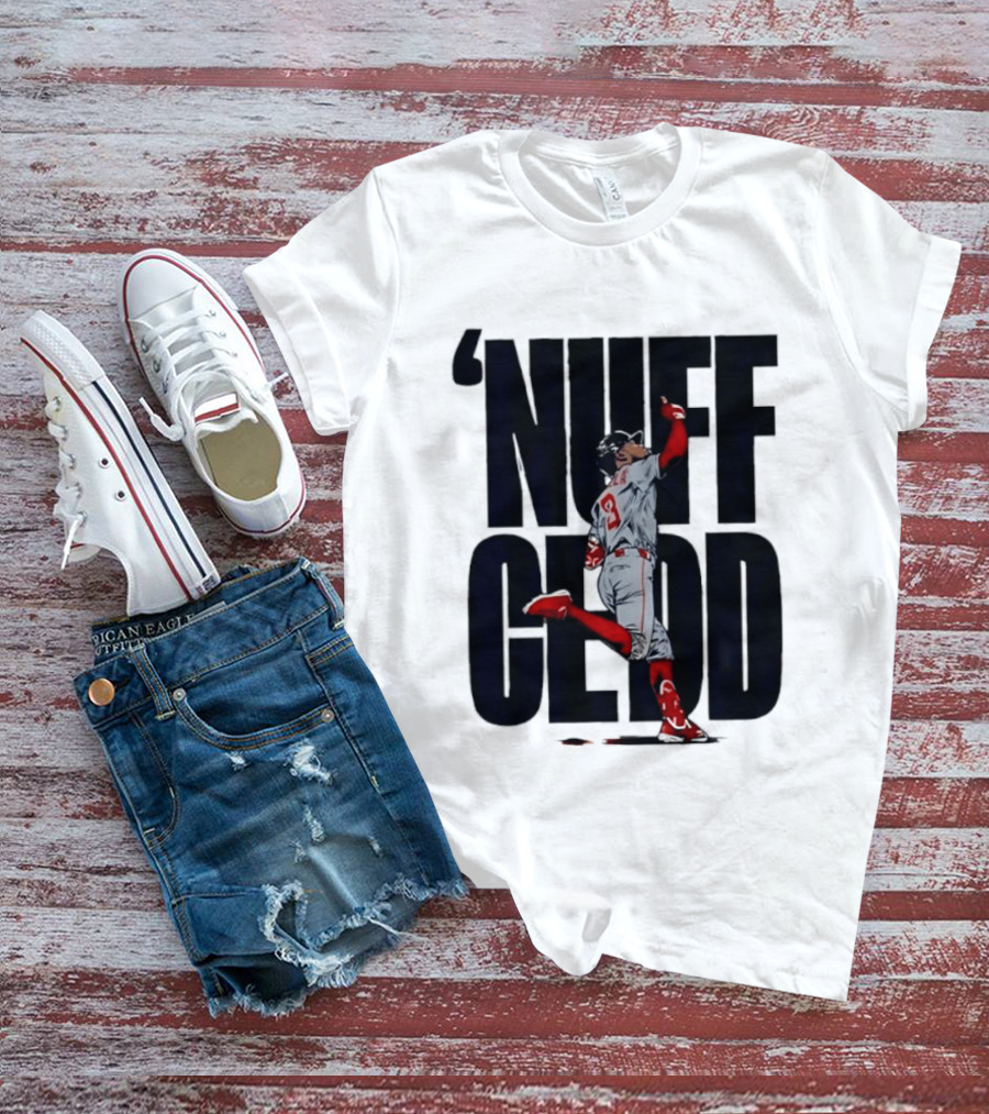 Nuff Cedd Baseball Player Number 9 Running Bases Pointing Up T-Shirt