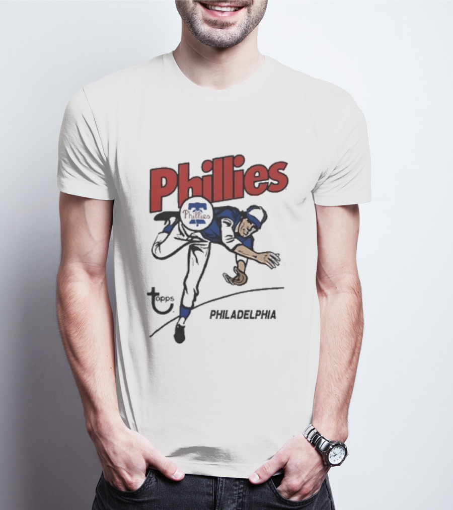 Topps Phillies Philadelphia Baseball Pitcher T-Shirt