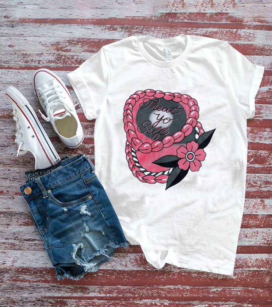 Treat Yo Self Floral Lei Parks And Recreation Pink Flower T-Shirt