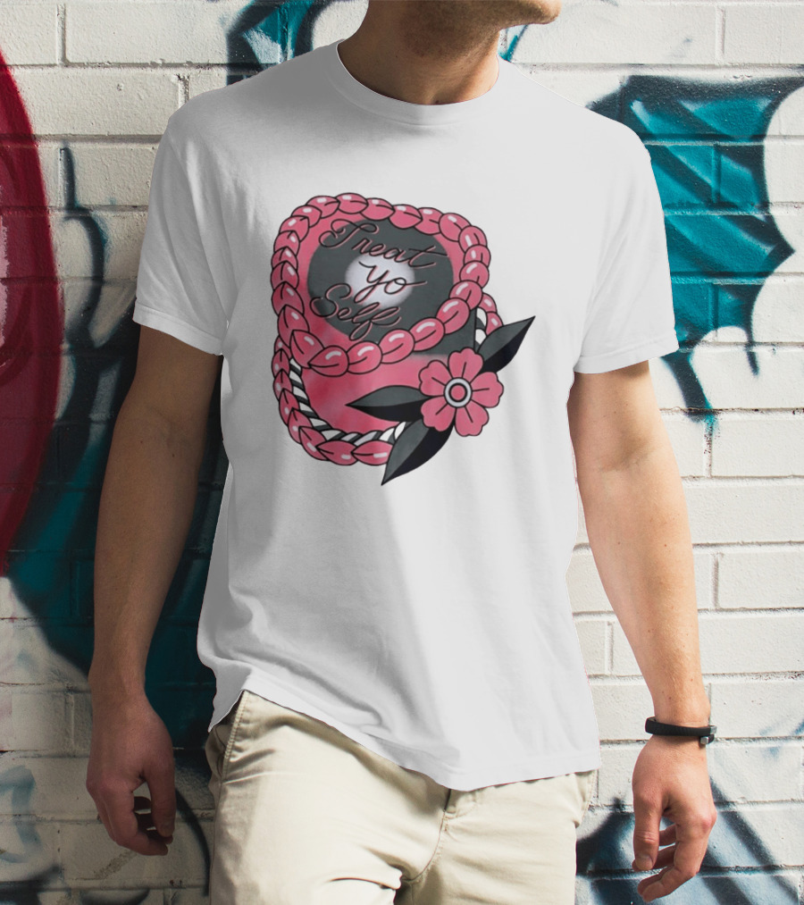 Treat Yo Self Floral Lei Parks And Recreation Pink Flower T-Shirt