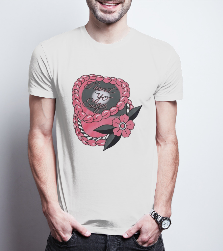 Treat Yo Self Floral Lei Parks And Recreation Pink Flower T-Shirt
