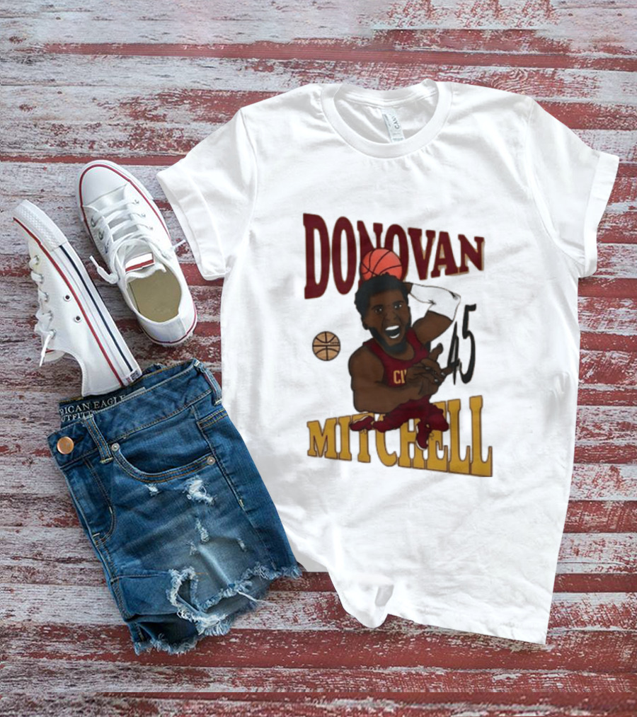 Donovan Mitchell Cleveland Cavaliers Basketball Number 45 Dunking T-Shirt