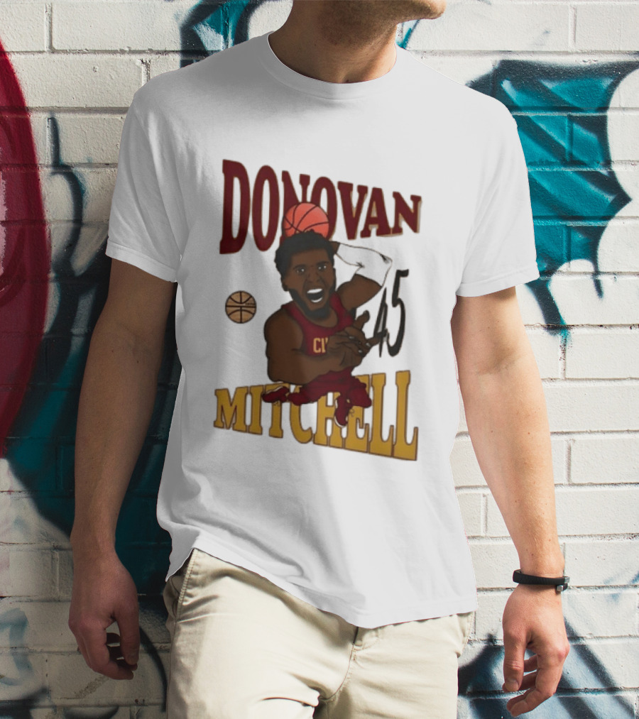 Donovan Mitchell Cleveland Cavaliers Basketball Number 45 Dunking T-Shirt