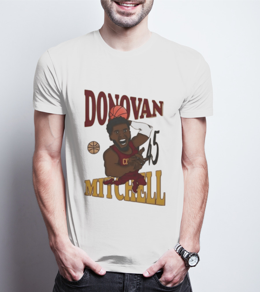 Donovan Mitchell Cleveland Cavaliers Basketball Number 45 Dunking T-Shirt