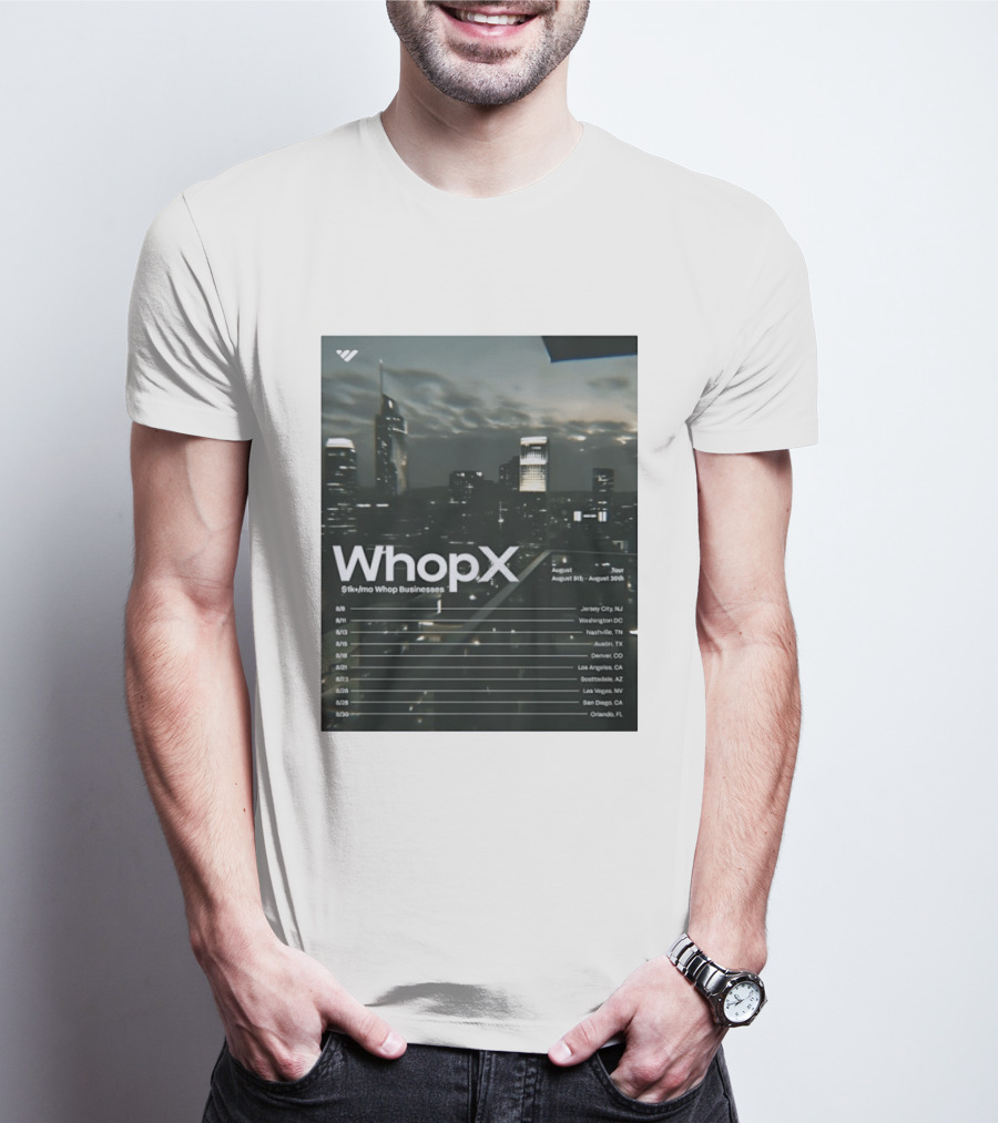 WhopX August Tour S1k Mo Whop Businesses Jersey Washington Nashville Austin Denver 2023 Dates T-Shirt