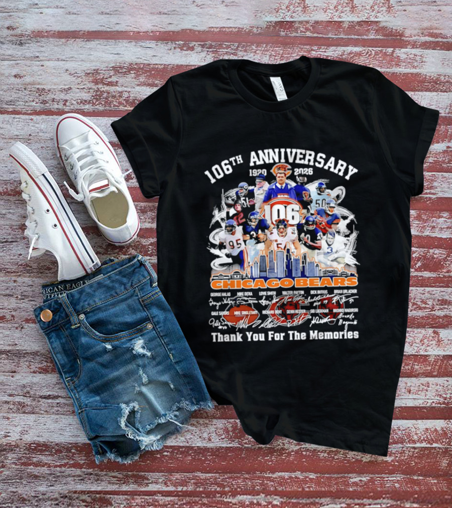 106th Anniversary Chicago Bears 1919 2025 Thank You For The Memories Mike Singletary Signatures T-Shirt