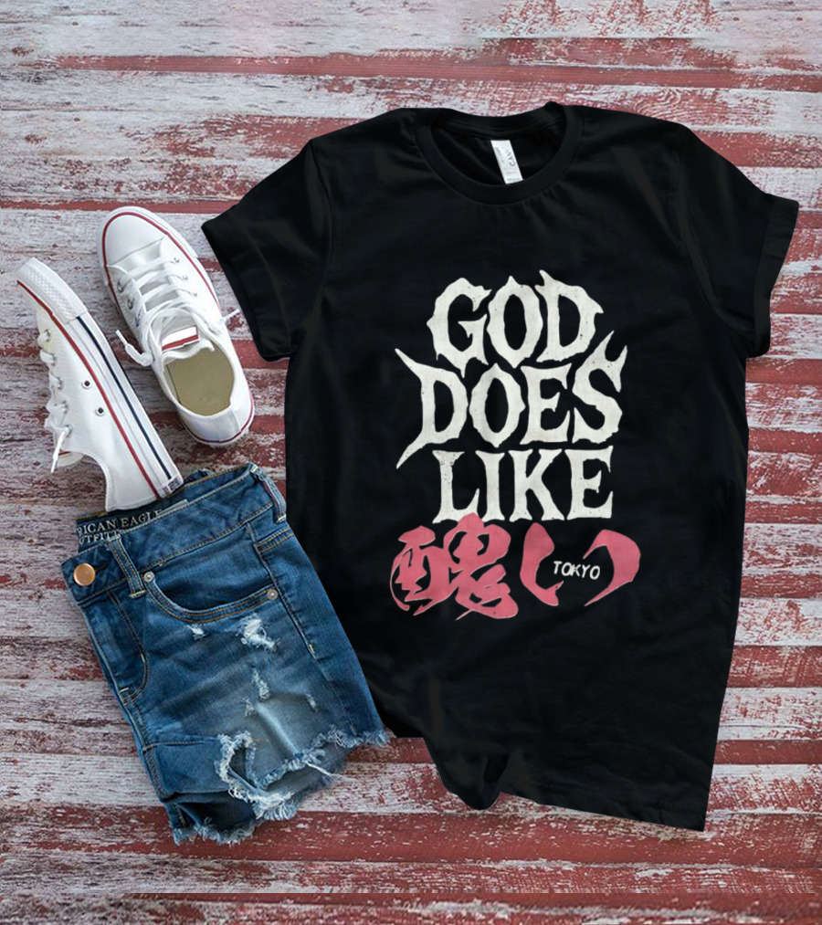God Does Like Tokyo Japanese Kanji Soul Distressed T-Shirt