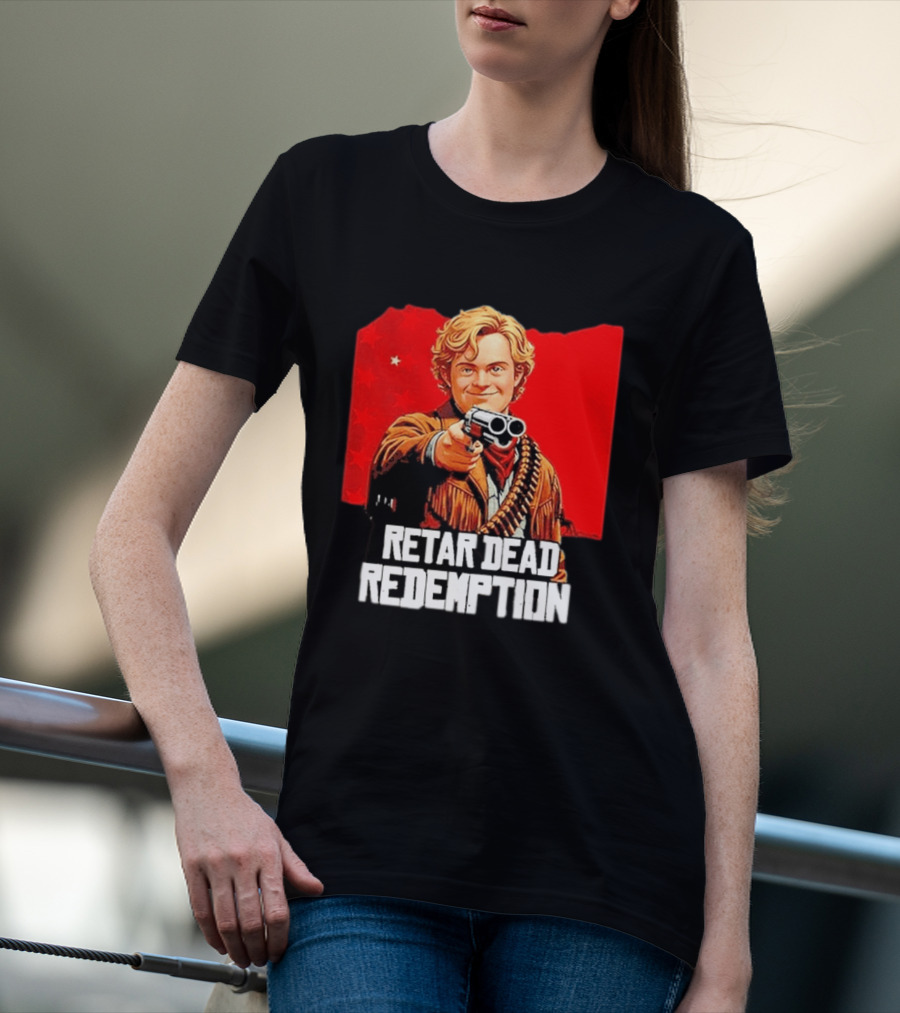 Retar Dead Redemption Western Cowboy And Revolver T-Shirt