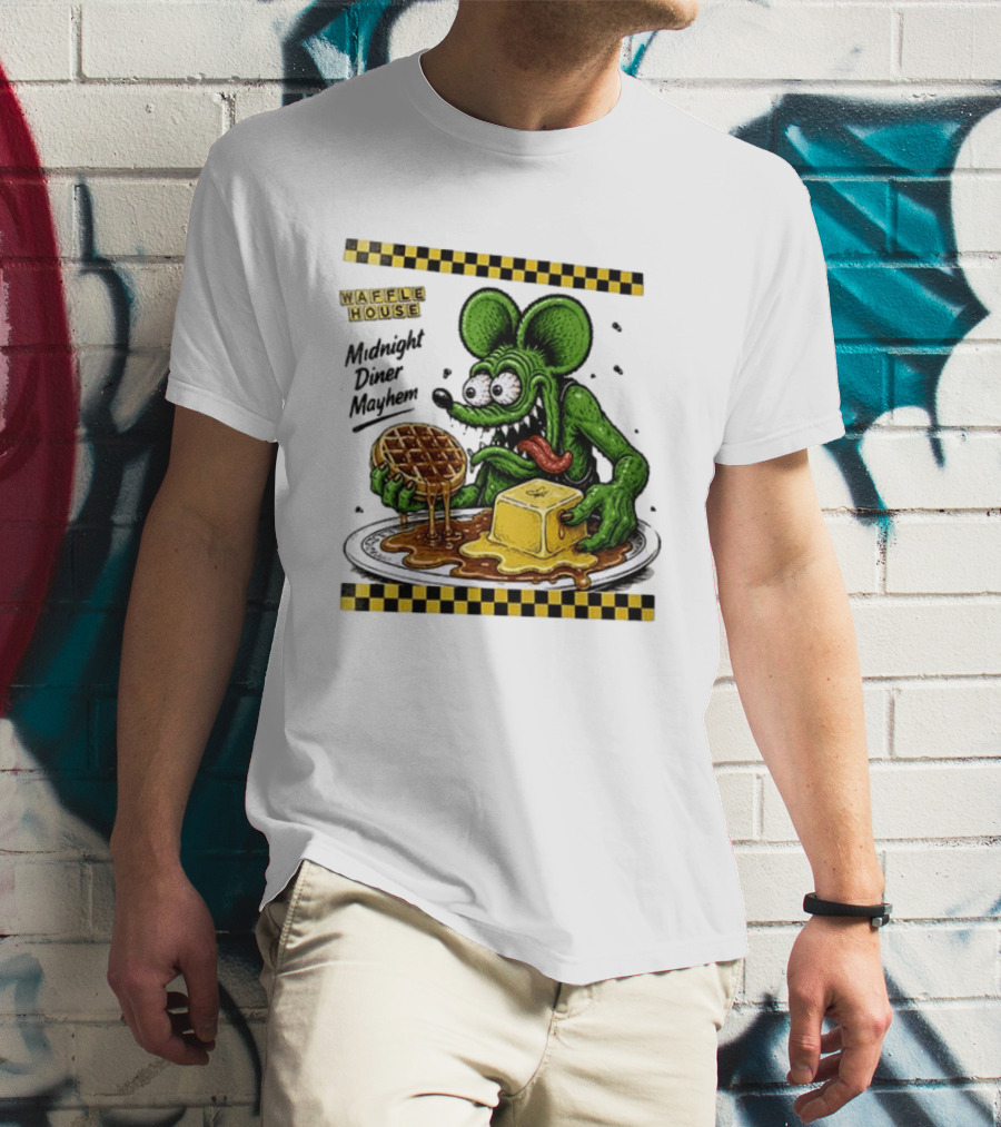 Rat Fink Waffle House Midnight Diner Mayhem Stay Golden T-Shirt