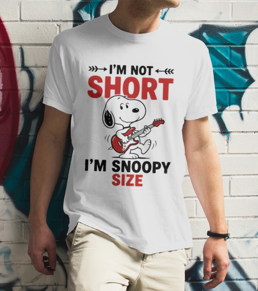 Snoopy Beagle Cartoon I'm Not Short I'm Snoopy Size Guitar Music T-Shirt