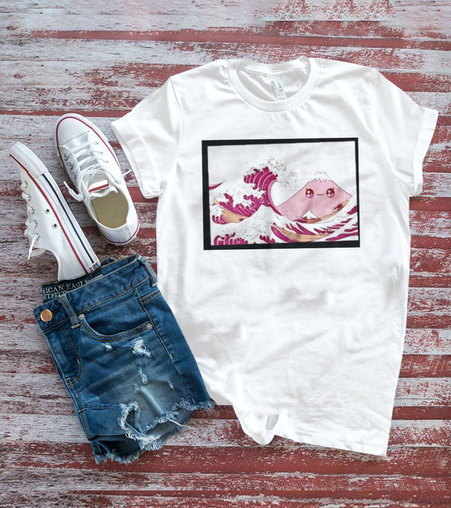 Kawaii Great Wave Pink Mountain Anime T-Shirt