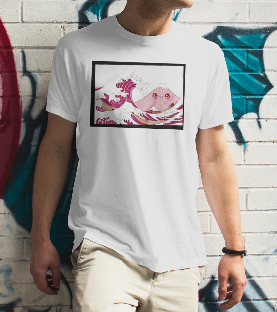 Kawaii Great Wave Pink Mountain Anime T-Shirt