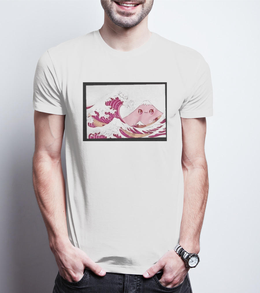 Kawaii Great Wave Pink Mountain Anime T-Shirt