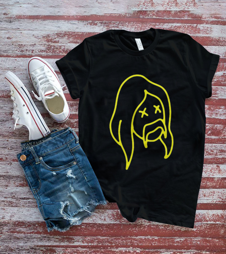 Austin Meade Store Blackout Black Neon Yellow Face Lines T-Shirt