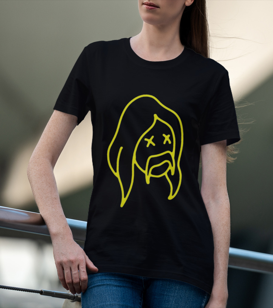 Austin Meade Store Blackout Black Neon Yellow Face Lines T-Shirt