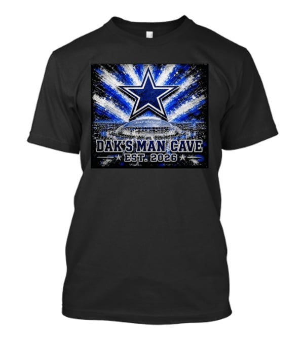 Dallas Cowboys AT&T Stadium Dak's Man Cave Established 2026 Starburst T-Shirt