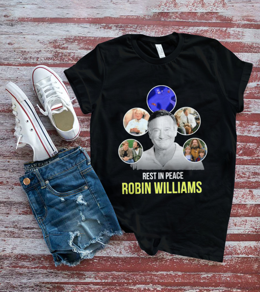 Rest In Peace Robin Williams Aladdin Genie Mrs. Doubtfire Jumanji Good Will Hunting T-Shirt