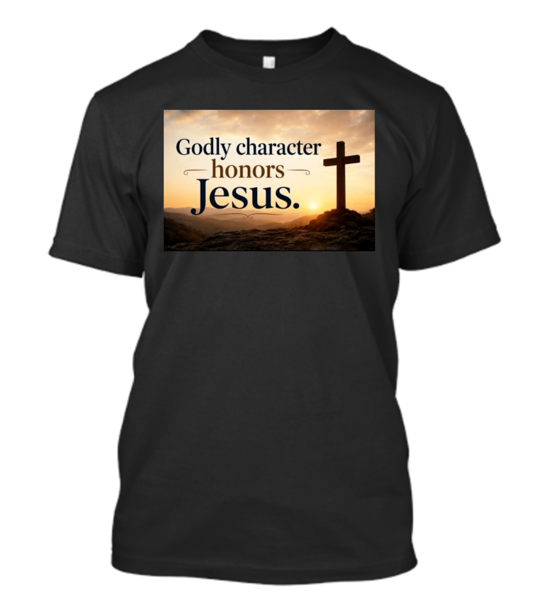 Godly Character Honors Jesus Cross At Sunset T-Shirt
