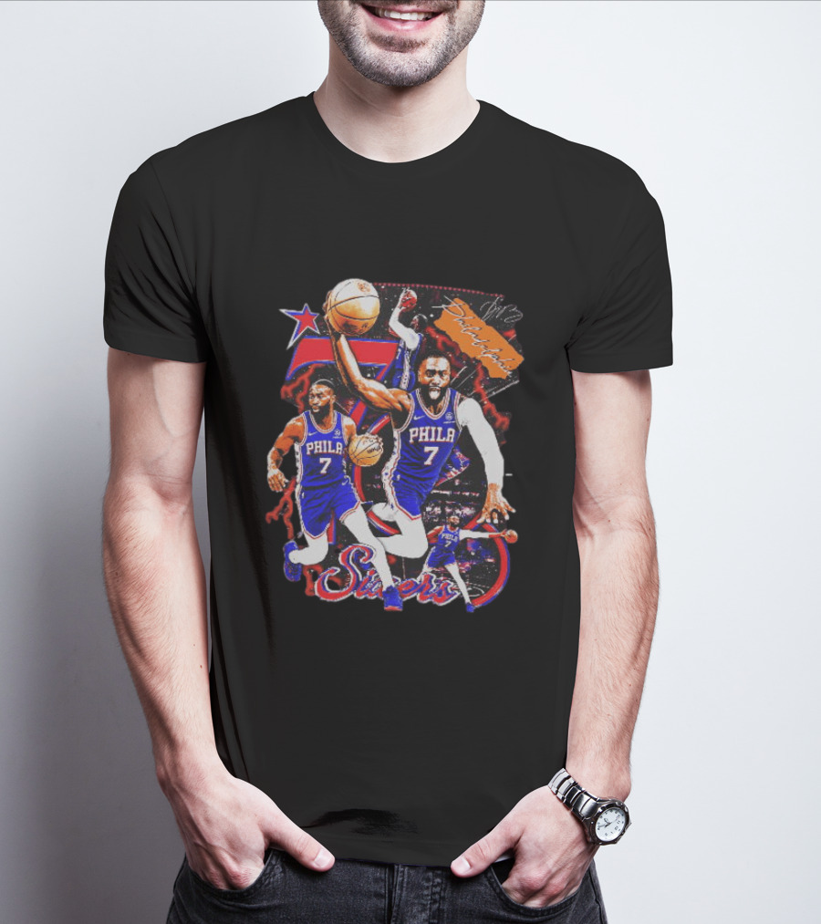 Tyrese Maxey Philadelphia Sixers Basketball Phila 7 NBA Player Action T-Shirt