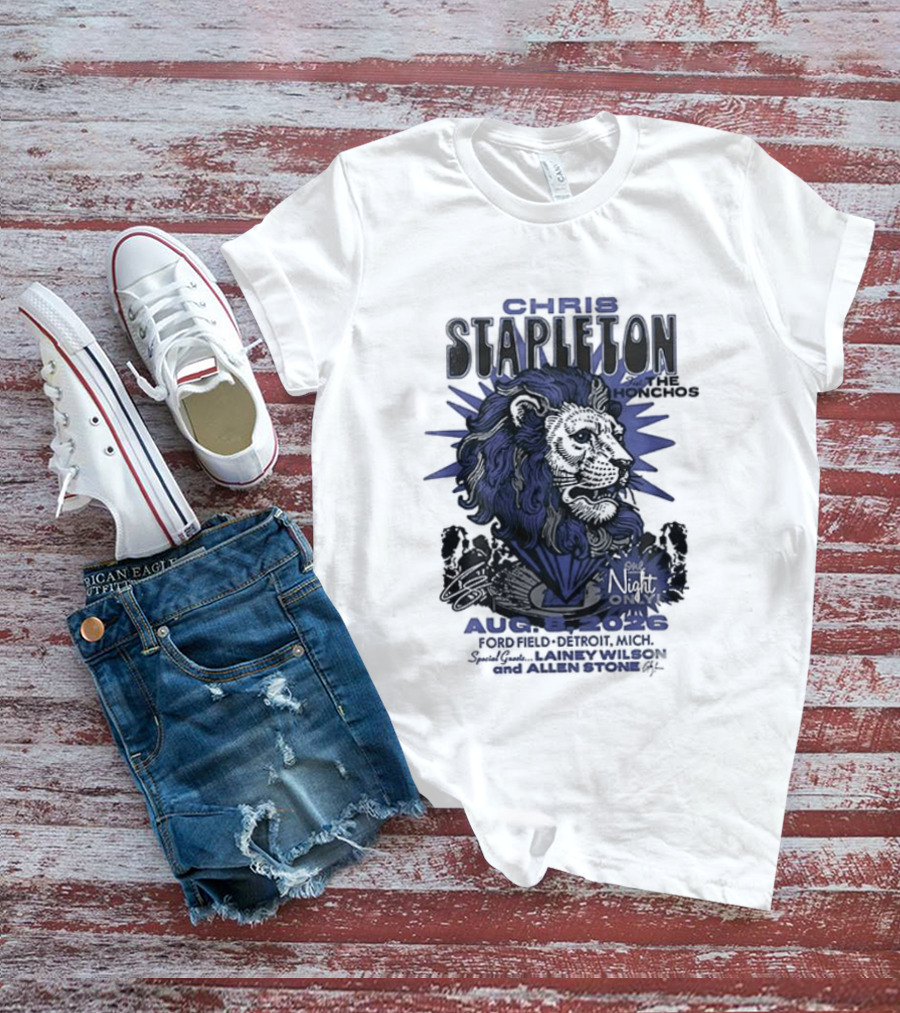 Chris Stapleton Detroit Lions August 2023 Ft The Honchos One Night Only T-Shirt