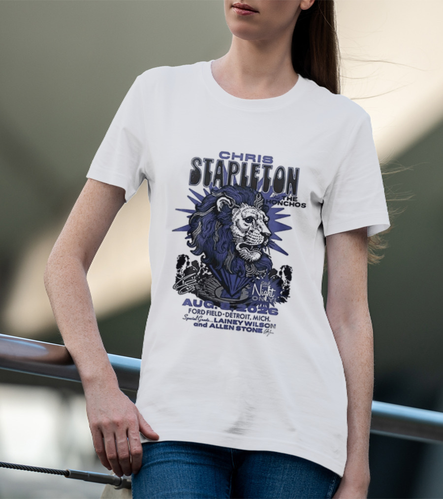 Chris Stapleton Detroit Lions August 2023 Ft The Honchos One Night Only T-Shirt