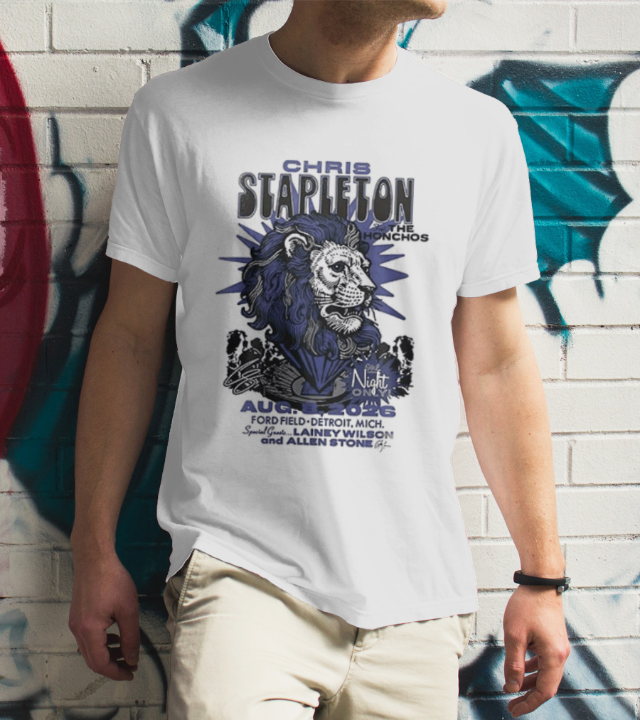 Chris Stapleton Detroit Lions August 2023 Ft The Honchos One Night Only T-Shirt