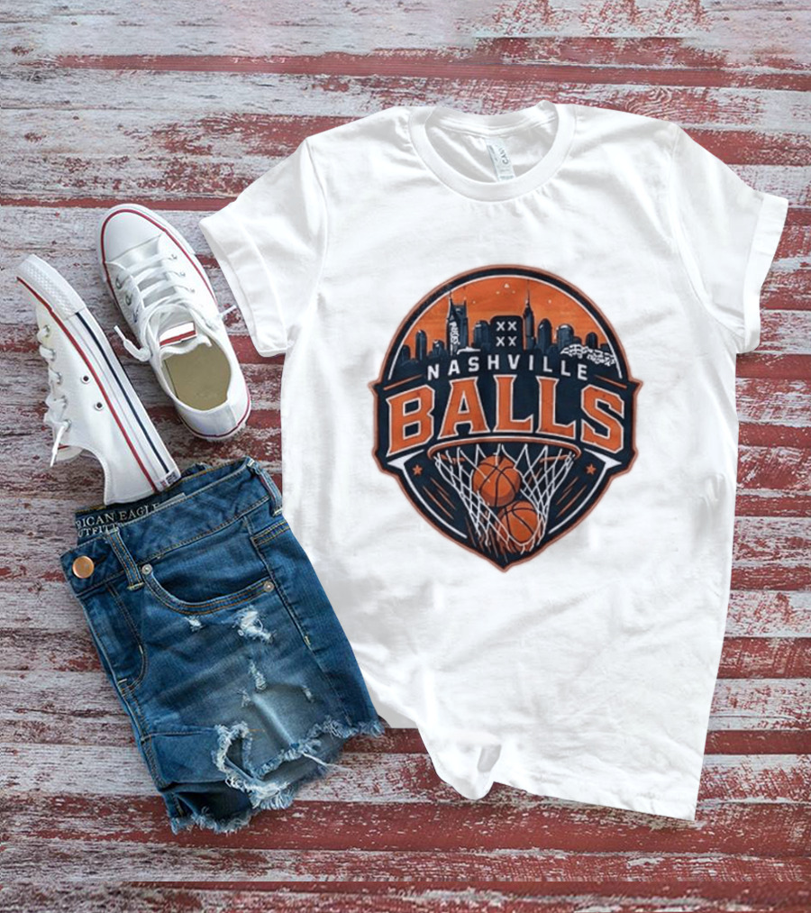 Nashville Balls Basketball Skyline Orange And Black T-Shirt