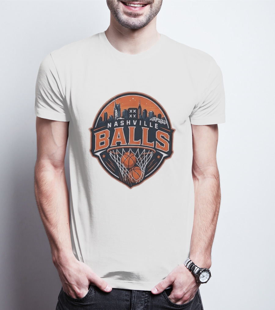 Nashville Balls Basketball Skyline Orange And Black T-Shirt