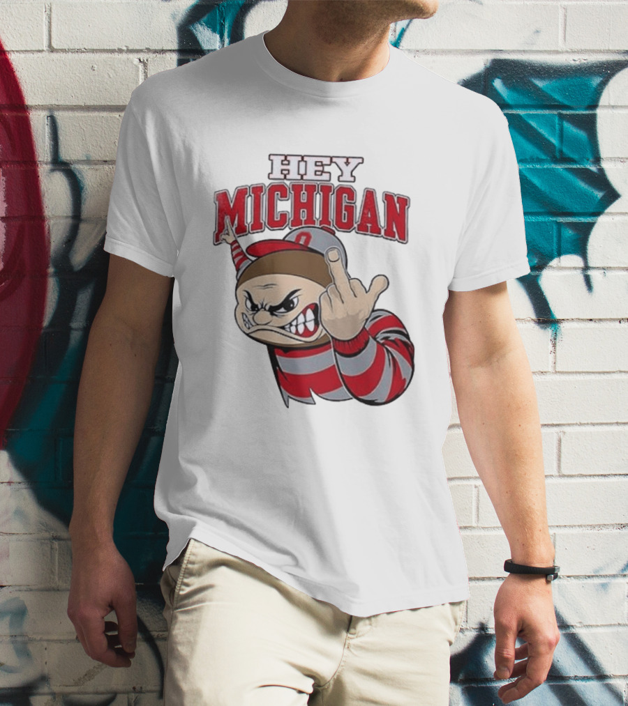 Ohio State Buckeyes Hey Michigan Middle Finger T-Shirt