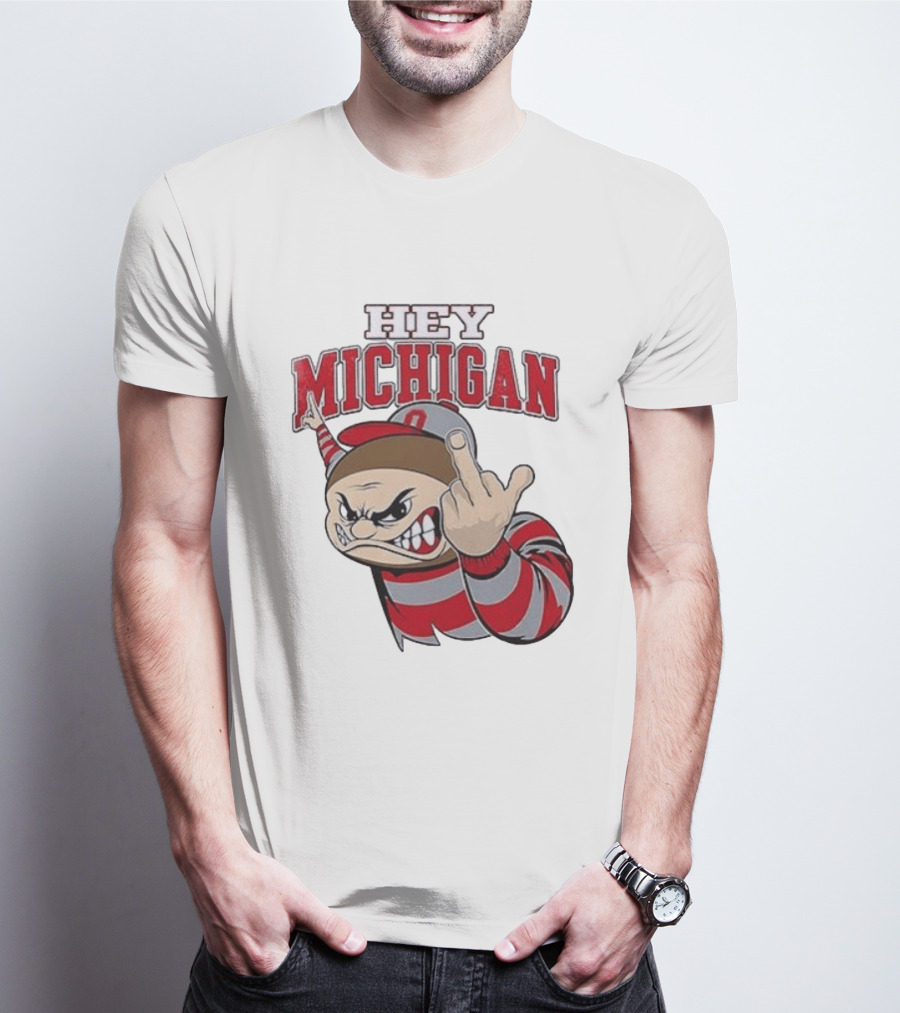 Ohio State Buckeyes Hey Michigan Middle Finger T-Shirt