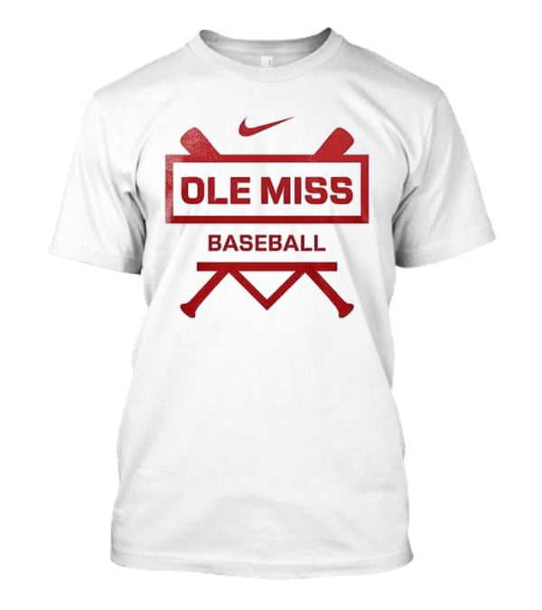 Ole Miss Baseball Nike Let's Go Rebell Crossed Bats T-Shirt