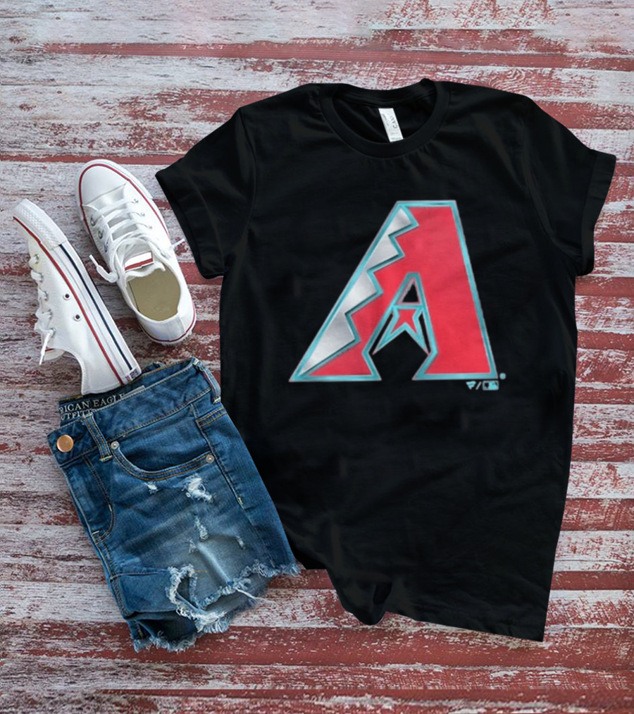Arizona Diamondbacks Women's Metallic A Logo Red And Silver T-Shirt