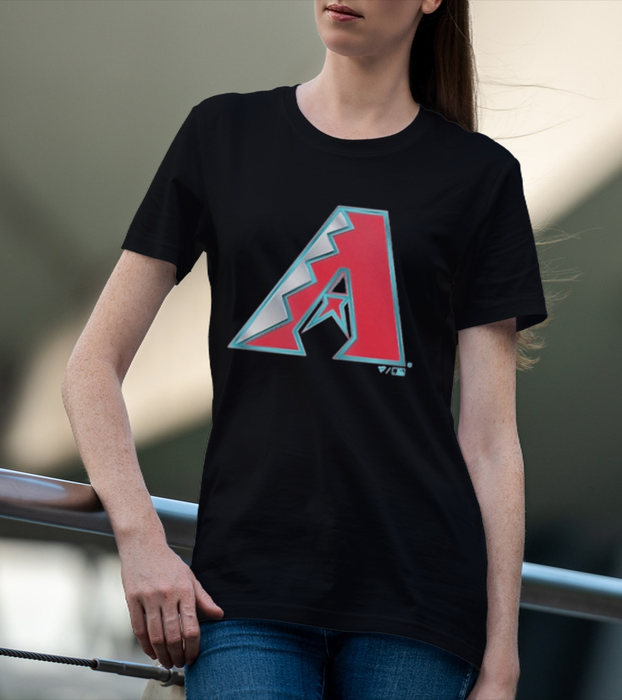 Arizona Diamondbacks Women's Metallic A Logo Red And Silver T-Shirt